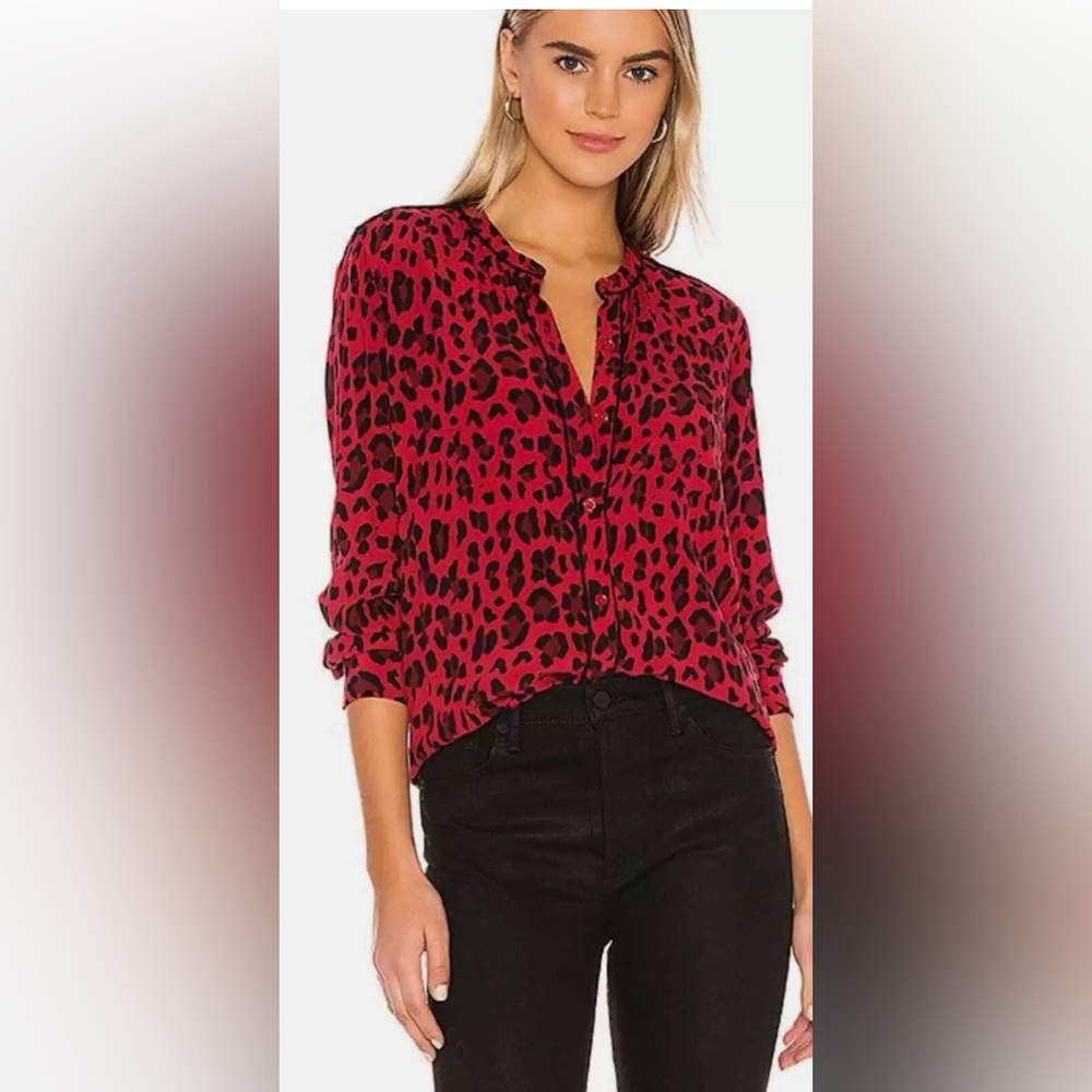 Rails Lillian Red Leopard Blouse - size XSmall